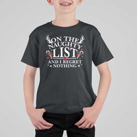 Funny Xmas T Shirt For Kid On The Naughty List And I Regret Nothing - Wonder Print Shop