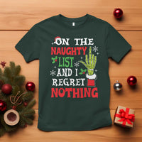 Funny Christmas T Shirt On The List Of Naughty And I Regret Nothing Xmas - Wonder Print Shop