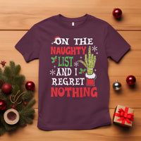Funny Christmas T Shirt On The List Of Naughty And I Regret Nothing Xmas - Wonder Print Shop