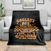 Thanksgiving Kids Throw Blanket Coolest Turkey At The Table Boys Toddler Youth - Wonder Print Shop