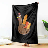 Thanksgiving Throw Blanket Peace Sign Turkey Hand Cool Thanksgiving Hippie - Wonder Print Shop