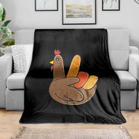 Thanksgiving Throw Blanket Peace Sign Turkey Hand Cool Thanksgiving Hippie - Wonder Print Shop