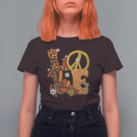 Thanksgiving T Shirt For Women Peace Sign Love Turkey Hand - Wonder Print Shop