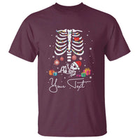 Personalized Pregnancy Announcement T Shirt Custom Name Maternity Christmas Skeleton Baby Monster Mom To Be Tee - Wonder Print Shop