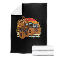 Thanksgiving Turkey Riding Monster Truck Throw Blanket Retro Fall Boy Tee Kids Autumn - Wonder Print Shop