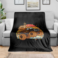 Thanksgiving Turkey Riding Monster Truck Throw Blanket Retro Fall Boy Tee Kids Autumn - Wonder Print Shop