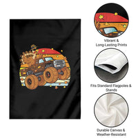 Thanksgiving Turkey Riding Monster Truck Garden Flag Retro Fall Boy Tee Kids Autumn - Wonder Print Shop