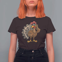 Funny Thanksgiving T Shirt For Women Turkey Women Girl Leopard Print Autumn Fall - Wonder Print Shop