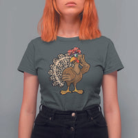 Funny Thanksgiving T Shirt For Women Turkey Women Girl Leopard Print Autumn Fall - Wonder Print Shop