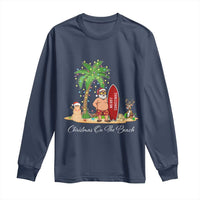 Hawaii Christmas Long Sleeve Shirt Christmas On The Beach Holiday Xmas Palm Tree
