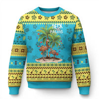 Mele Kalikimaka Hawaiian Christmas Ugly Christmas Sweater Deck The Palms Holiday Flamingo Beach Family Vacation In Hawaii - Wonder Print Shop