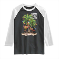 Mele Kalikimaka Hawaiian Christmas Raglan Shirt Deck The Palms Holiday Flamingo Beach Family Vacation In Hawaii