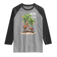 Mele Kalikimaka Hawaiian Christmas Raglan Shirt Deck The Palms Holiday Flamingo Beach Family Vacation In Hawaii