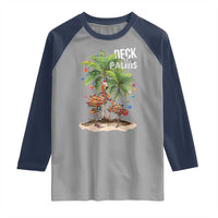 Mele Kalikimaka Hawaiian Christmas Raglan Shirt Deck The Palms Holiday Flamingo Beach Family Vacation In Hawaii
