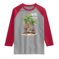 Mele Kalikimaka Hawaiian Christmas Raglan Shirt Deck The Palms Holiday Flamingo Beach Family Vacation In Hawaii
