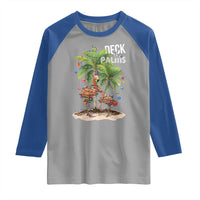 Mele Kalikimaka Hawaiian Christmas Raglan Shirt Deck The Palms Holiday Flamingo Beach Family Vacation In Hawaii