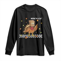 Turkey Cat Long Sleeve Shirt Funny Thanksgiving Meow - Wonder Print Shop