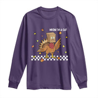 Turkey Cat Long Sleeve Shirt Funny Thanksgiving Meow - Wonder Print Shop