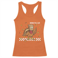 Turkey Cat Racerback Tank Top Funny Thanksgiving Meow - Wonder Print Shop