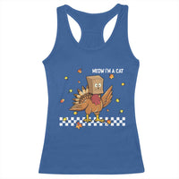 Turkey Cat Racerback Tank Top Funny Thanksgiving Meow - Wonder Print Shop
