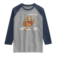 Turkey Cat Raglan Shirt Funny Thanksgiving Meow - Wonder Print Shop
