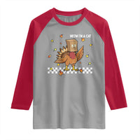 Turkey Cat Raglan Shirt Funny Thanksgiving Meow - Wonder Print Shop