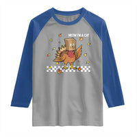 Turkey Cat Raglan Shirt Funny Thanksgiving Meow - Wonder Print Shop