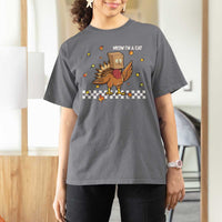 Turkey Cat T Shirt For Women Funny Thanksgiving Meow - Wonder Print Shop