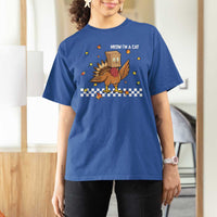 Turkey Cat T Shirt For Women Funny Thanksgiving Meow - Wonder Print Shop