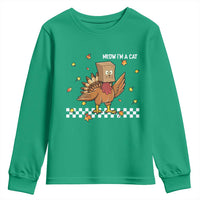 Turkey Cat Youth Sweatshirt Funny Thanksgiving Meow - Wonder Print Shop