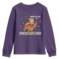 Turkey Cat Youth Sweatshirt Funny Thanksgiving Meow - Wonder Print Shop