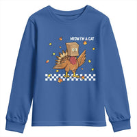 Turkey Cat Youth Sweatshirt Funny Thanksgiving Meow - Wonder Print Shop