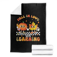 Autumn Teacher Throw Blanket Retro Fall In Love With Learning Thanksgiving Pumpkin - Wonder Print Shop