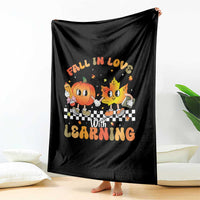 Autumn Teacher Throw Blanket Retro Fall In Love With Learning Thanksgiving Pumpkin - Wonder Print Shop