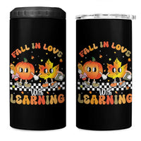 Autumn Teacher 4 in 1 Can Cooler Tumbler Retro Fall In Love With Learning Thanksgiving Pumpkin - Wonder Print Shop