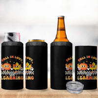 Autumn Teacher 4 in 1 Can Cooler Tumbler Retro Fall In Love With Learning Thanksgiving Pumpkin - Wonder Print Shop