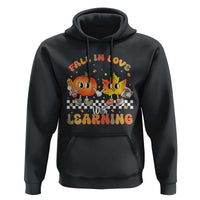 Autumn Teacher Hoodie Retro Fall In Love With Learning Thanksgiving Pumpkin - Wonder Print Shop
