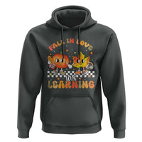 Autumn Teacher Hoodie Retro Fall In Love With Learning Thanksgiving Pumpkin - Wonder Print Shop