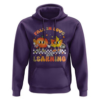 Autumn Teacher Hoodie Retro Fall In Love With Learning Thanksgiving Pumpkin - Wonder Print Shop