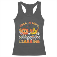 Autumn Teacher Racerback Tank Top Retro Fall In Love With Learning Thanksgiving Pumpkin - Wonder Print Shop