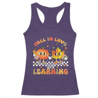 Autumn Teacher Racerback Tank Top Retro Fall In Love With Learning Thanksgiving Pumpkin - Wonder Print Shop