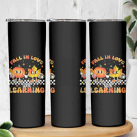 Autumn Teacher Skinny Tumbler Retro Fall In Love With Learning Thanksgiving Pumpkin - Wonder Print Shop