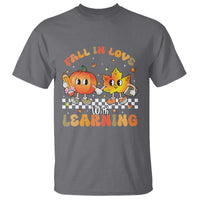Autumn Teacher T Shirt Retro Fall In Love With Learning Thanksgiving Pumpkin - Wonder Print Shop