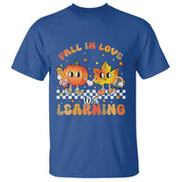 Autumn Teacher T Shirt Retro Fall In Love With Learning Thanksgiving Pumpkin - Wonder Print Shop