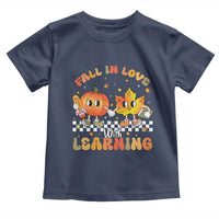 Autumn Teacher Toddler T Shirt Retro Fall In Love With Learning Thanksgiving Pumpkin - Wonder Print Shop