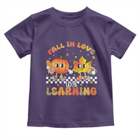 Autumn Teacher Toddler T Shirt Retro Fall In Love With Learning Thanksgiving Pumpkin - Wonder Print Shop