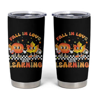 Autumn Teacher Tumbler Cup Retro Fall In Love With Learning Thanksgiving Pumpkin - Wonder Print Shop
