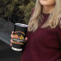 Autumn Teacher Tumbler Cup Retro Fall In Love With Learning Thanksgiving Pumpkin - Wonder Print Shop