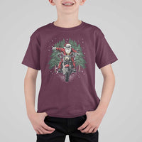 Christmas Motorcycle T Shirt For Kid Santa Biker Riding Motorcycle - Wonder Print Shop
