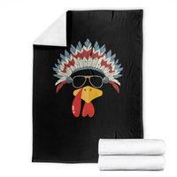 Funny Turkey Face Throw Blanket Thanksgiving Family Group Native American Costumes - Wonder Print Shop
